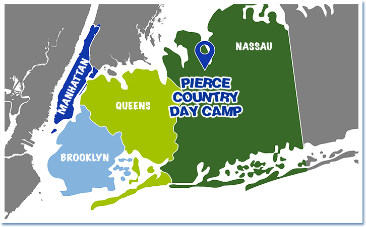 Map of New York City and Pierce Country Day Camp